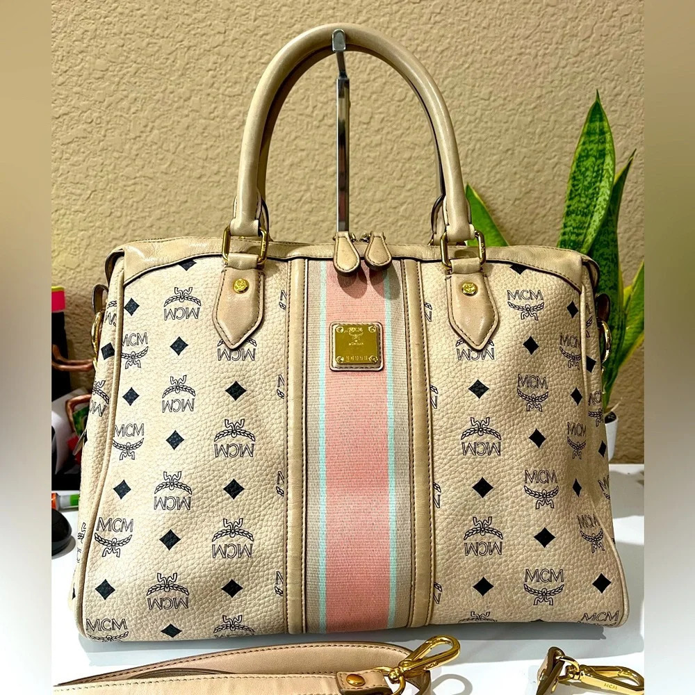 MCM Top-Zip Visetos 2-Way Bag